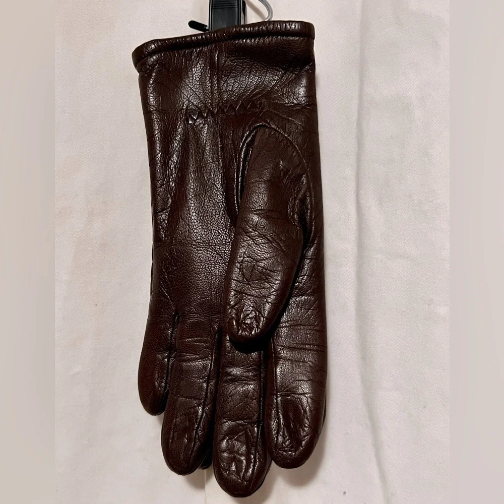 Fownes Dark Brown Leather Gloves Womens Sz 8 Super Soft
